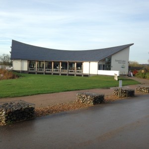 Stanwick Lakes visitor centre at the end of my walk (c1015). If I had taken a photo at the beginning too (c0745) the grass and roof would both have been frosted. Home of an excellent bacon sandwich - but not for me today.